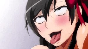 anime brunette getting pounded while doing ahegao