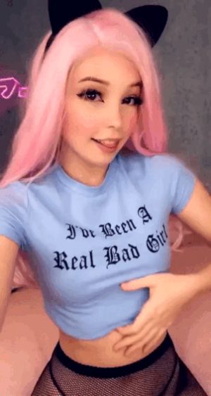 Belle Delphine shirt lift tits gif