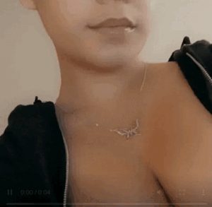 Drooling on her tits