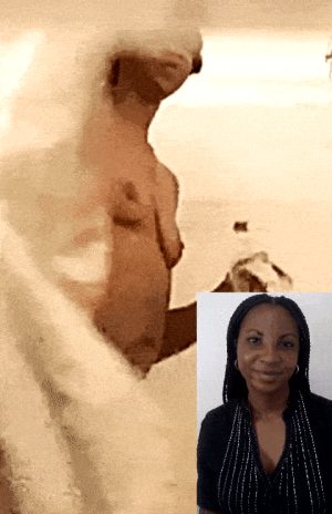 Ebony unaware of hidden cam recording her naked body