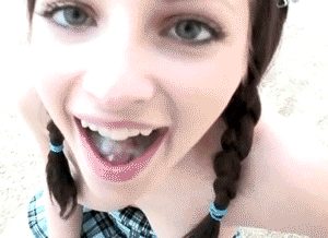 Hot braided brunette swallows a load of cum