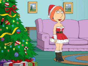 Lois as Mrs. Santa shimmes