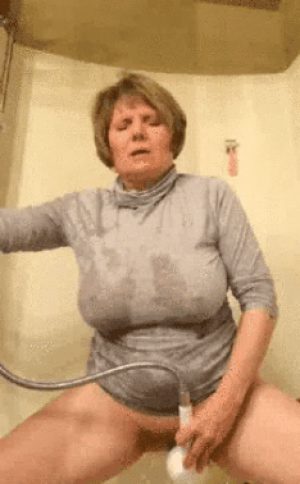 Mom washing her sloppy used fuck hole after her son fucked it full of cum
