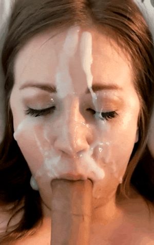 Pulling out of a cum covered yummy face