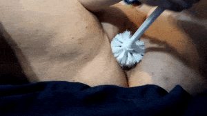 pushing my cunt to further depravity by fucking it with a toilet brush