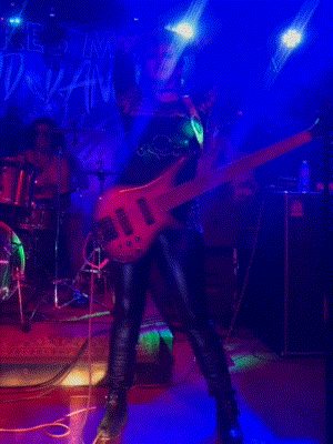 Sexy bassist showing off