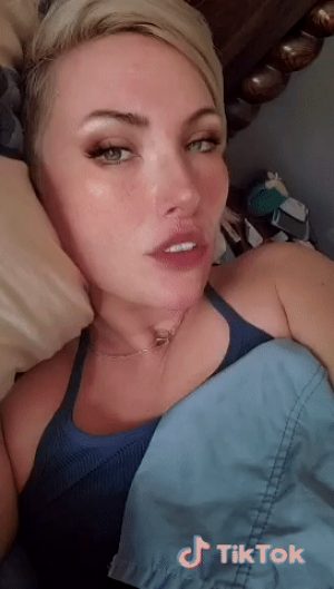 Sexy blonde lick lips in anticipation