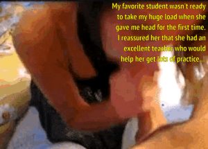 Student takes a huge load from her teacher for the first time